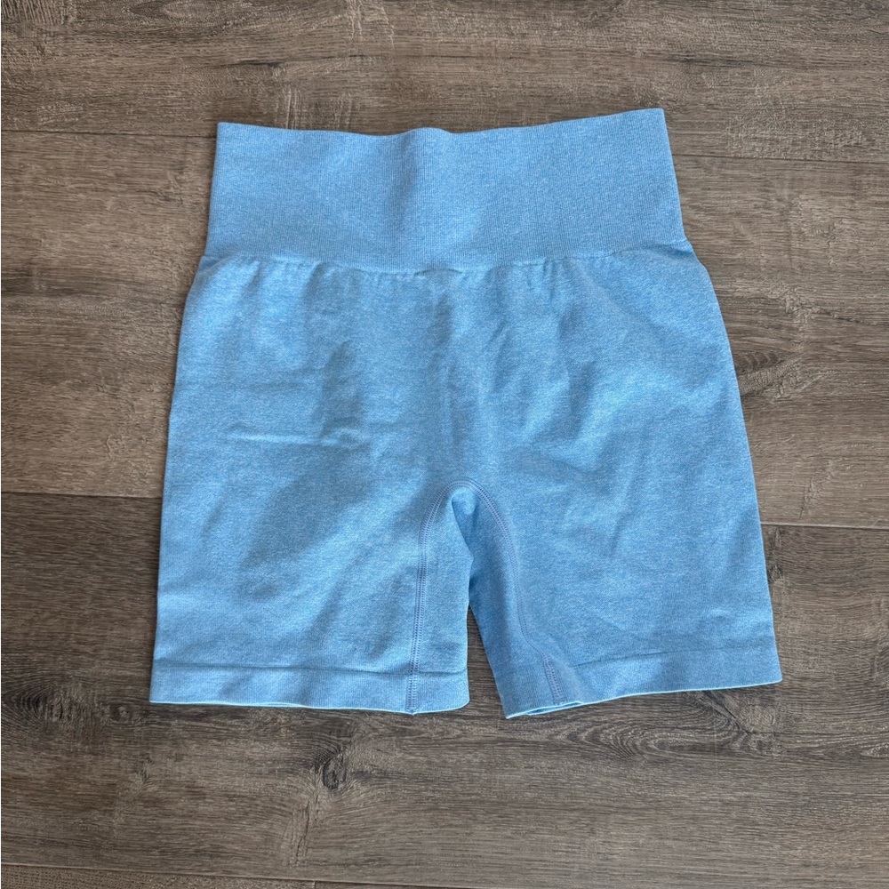 Blue High-Waisted Biker Shorts